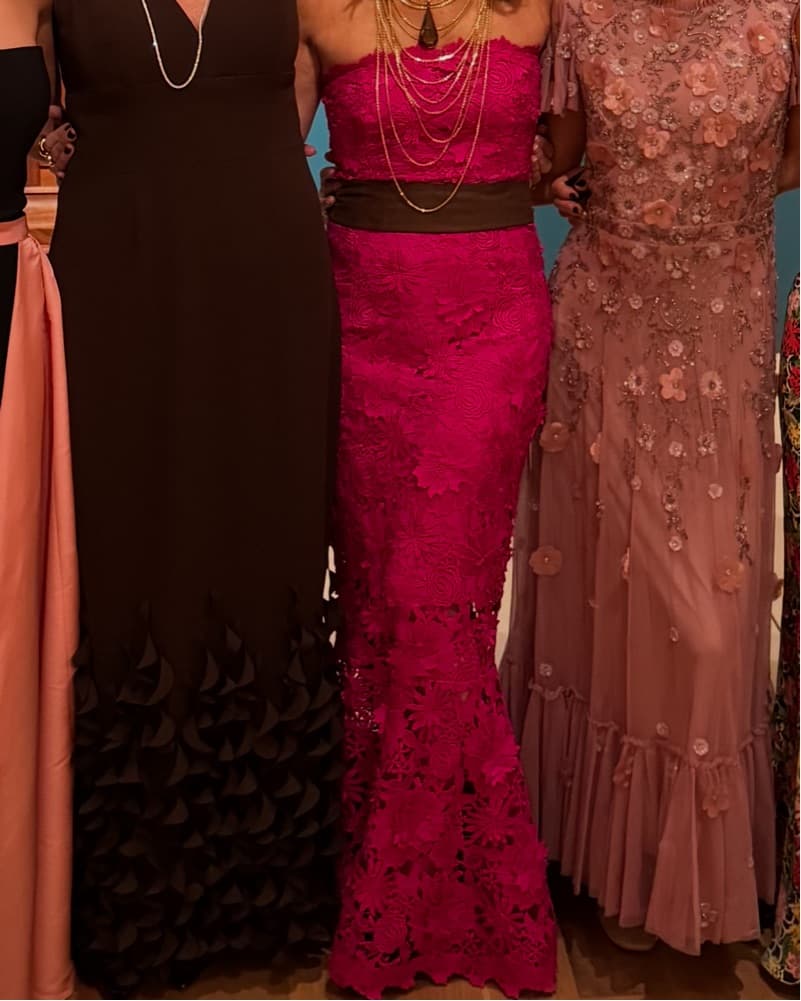 Vibrant Pink Lace Mermaid Gown - Image 2