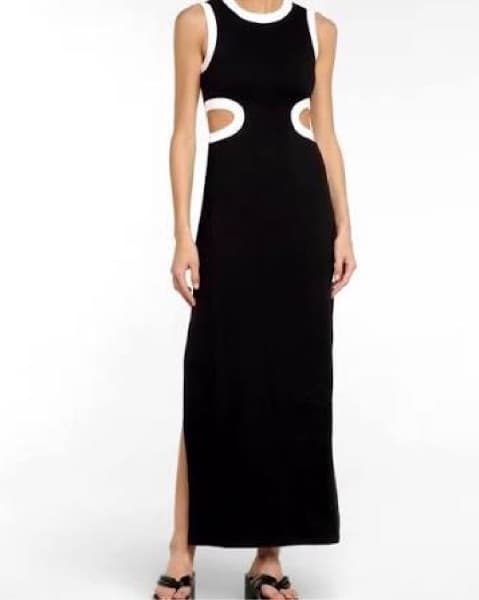 Staud Black & White Cutout Maxi Dress - Image 2