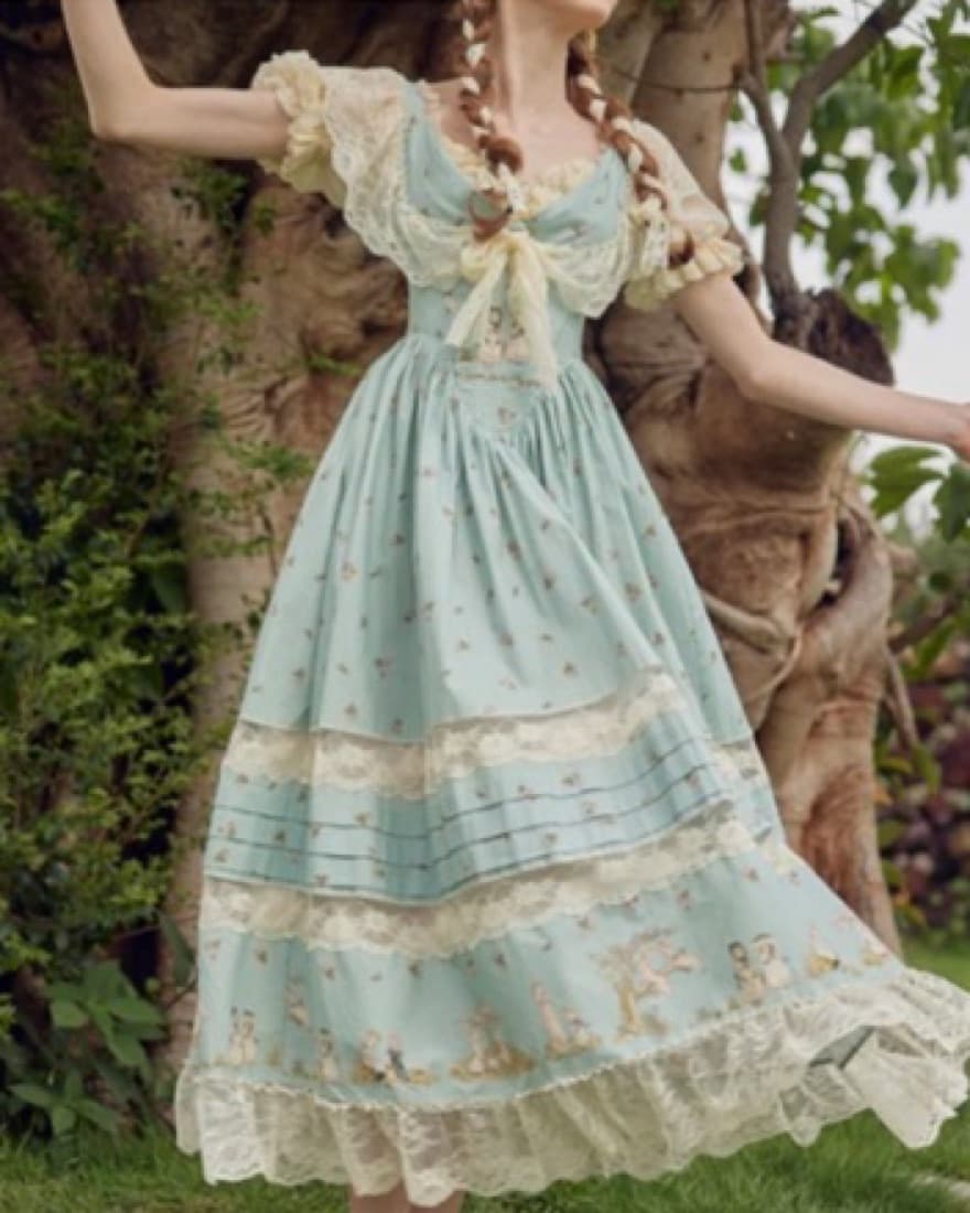 Blue Lacemade Dress - Image 2