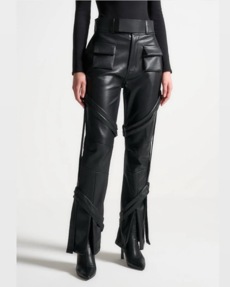 MANIERE DE VOIR Leather Cargo Pants - Image 2