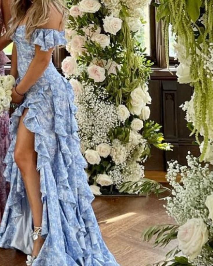 caroline costas blue cotton gown  - Image 2