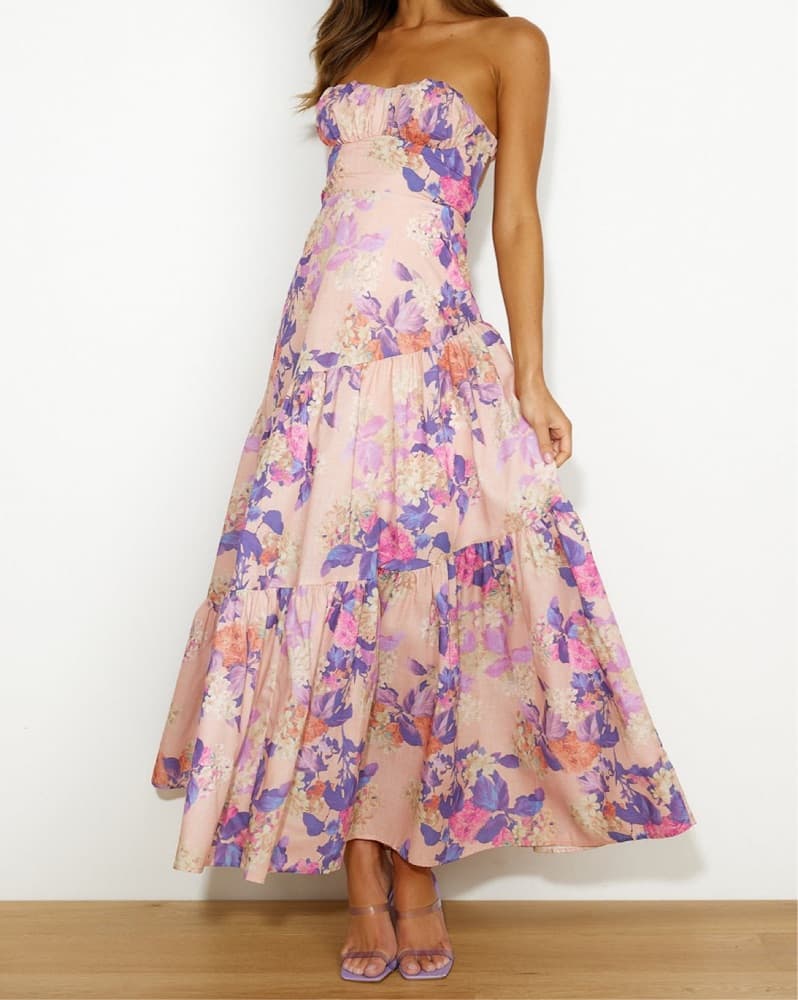Floral Chiffon Halter Maxi Dress - Image 3