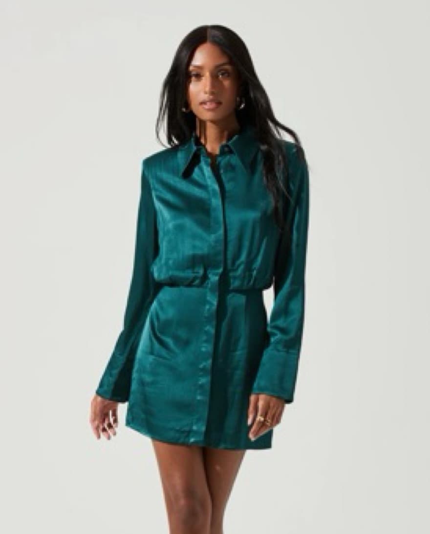 ASTR Ruth Satin Shirt Mini Dress - Image 2