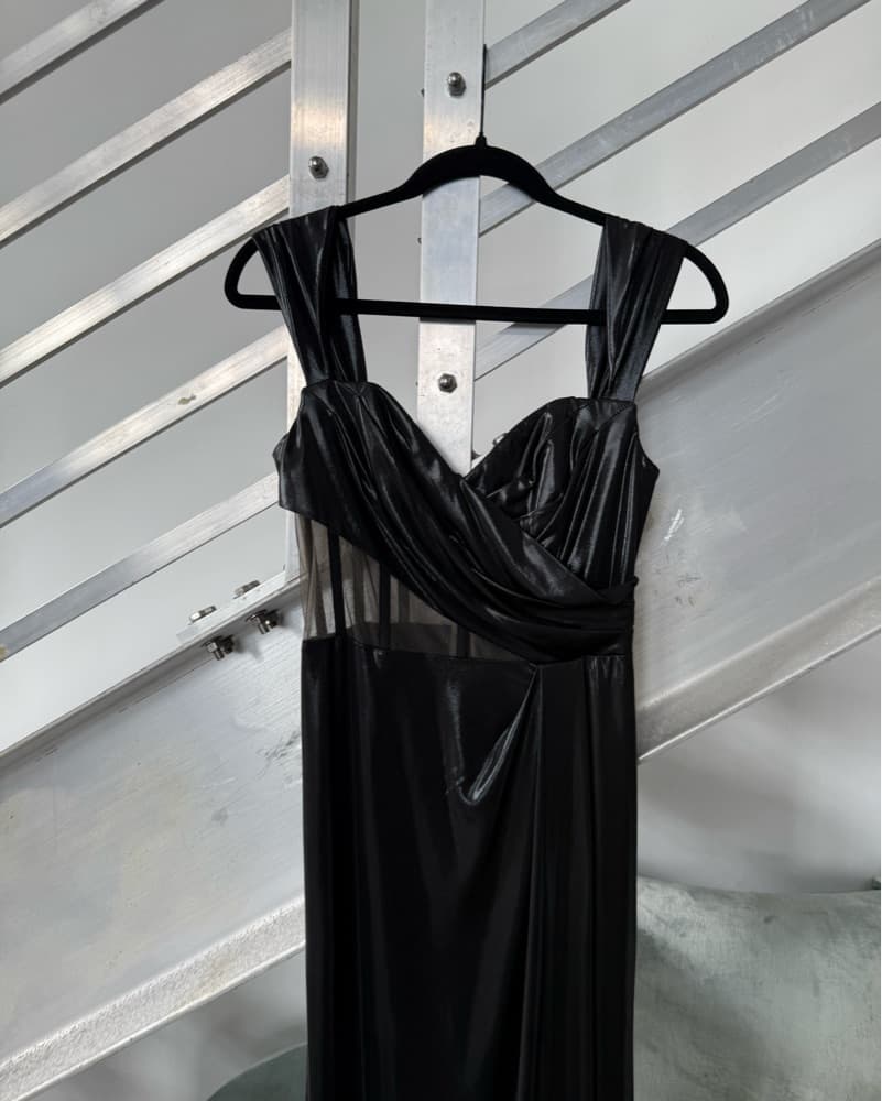 Marchesa Notte Black Ruched Gown - Image 3