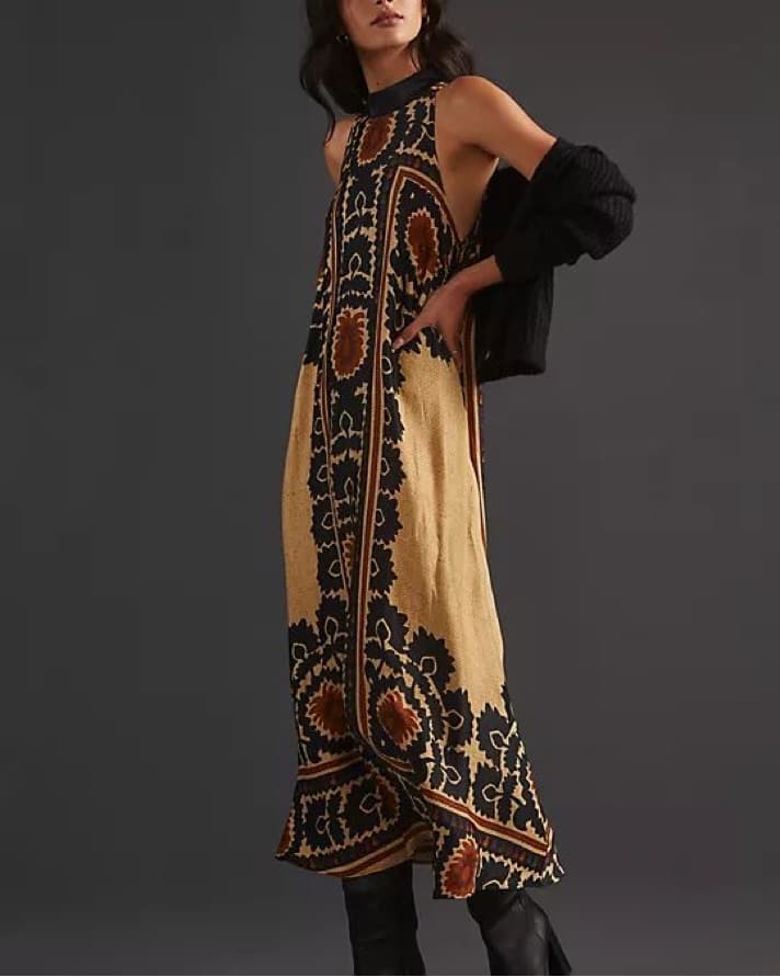 Farm Rio Halter Silk Dress - Image 1