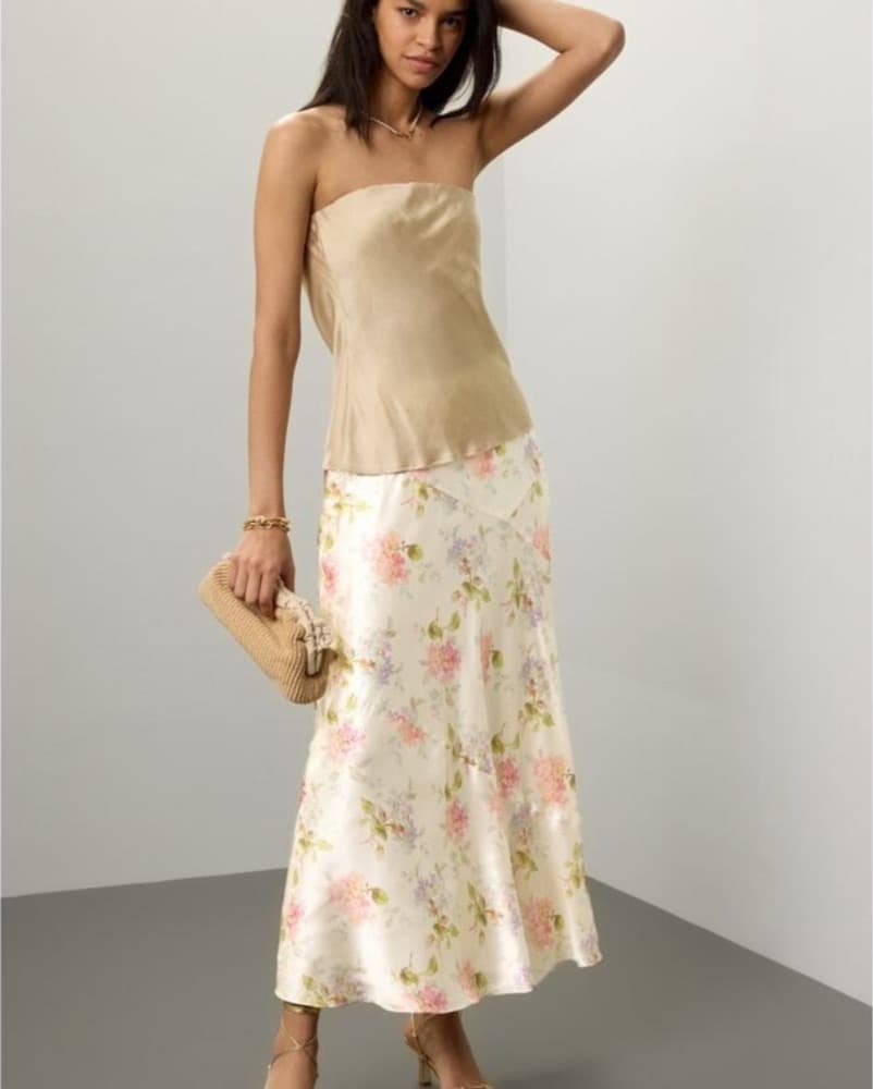 LoveShackFancy Silk Floral Skirt  - Image 1