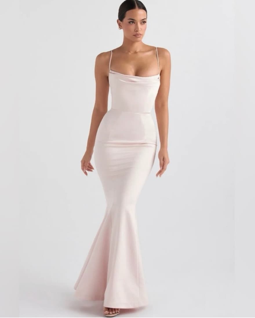 HOUSE OF CB 'Violette' Blush Satin S - Image 1