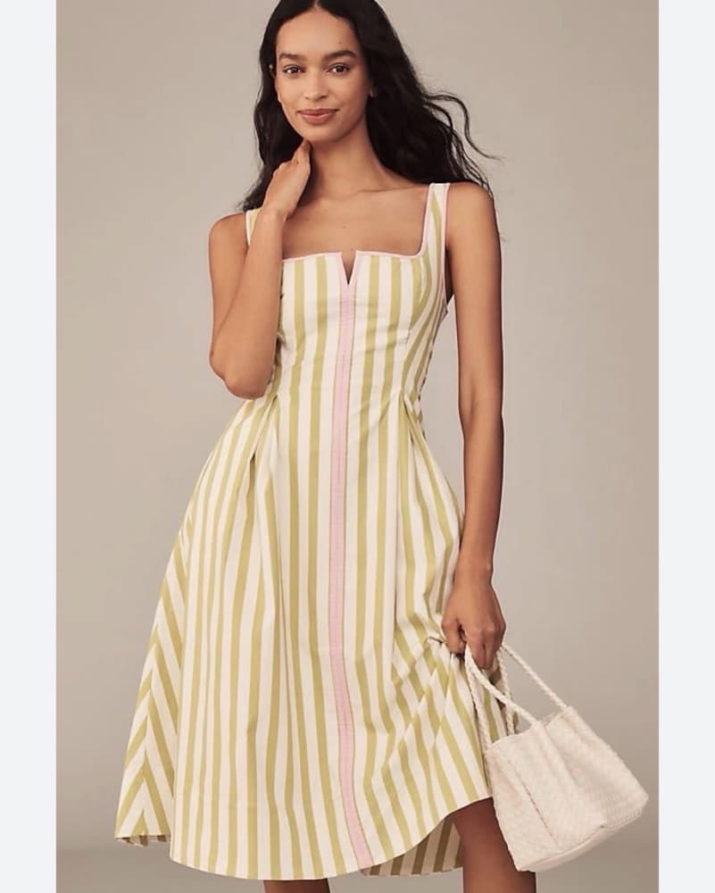 Anthropologie Green Striped Dress - Image 2