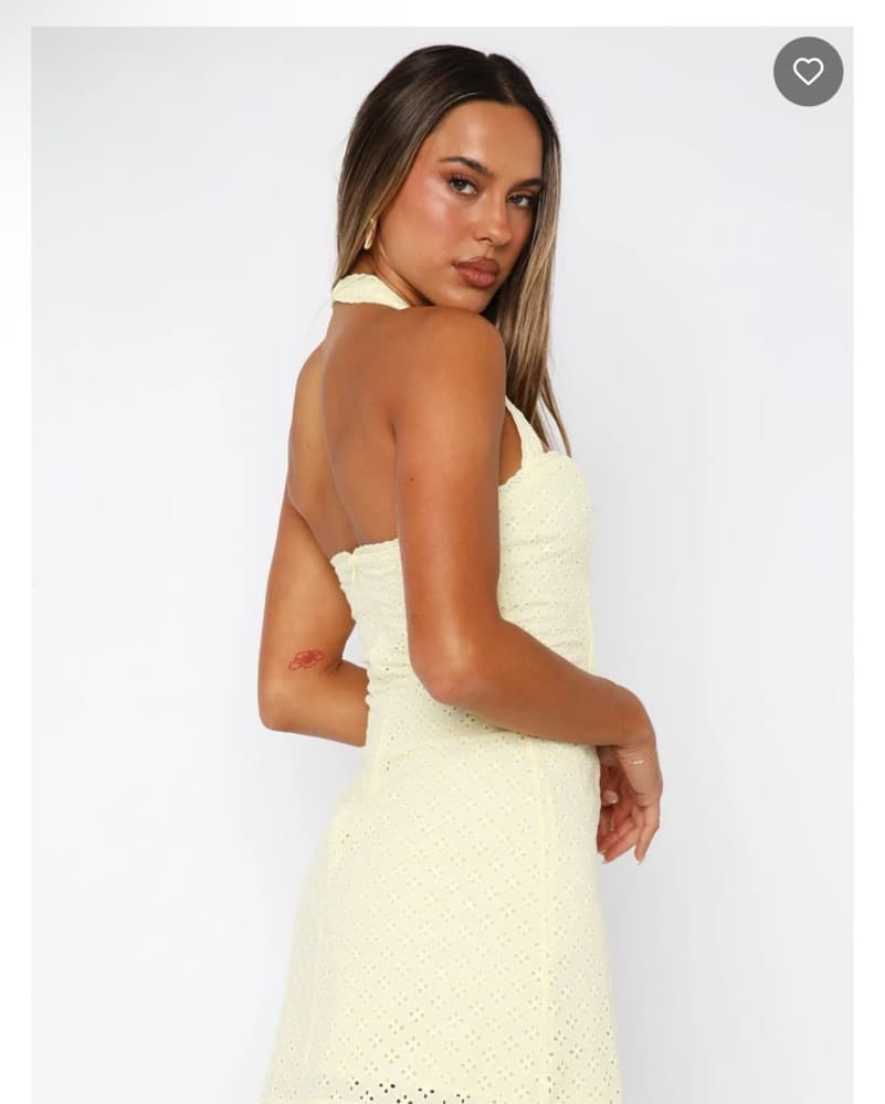 White Fox Eyelet Yellow Dress - Image 4