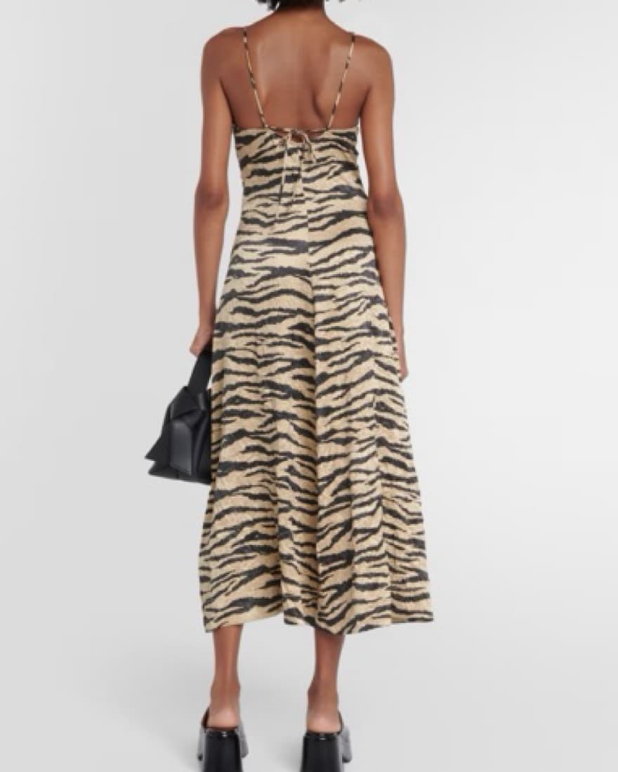 GANNI Khaki Crinkled Maxi Dress - Image 3