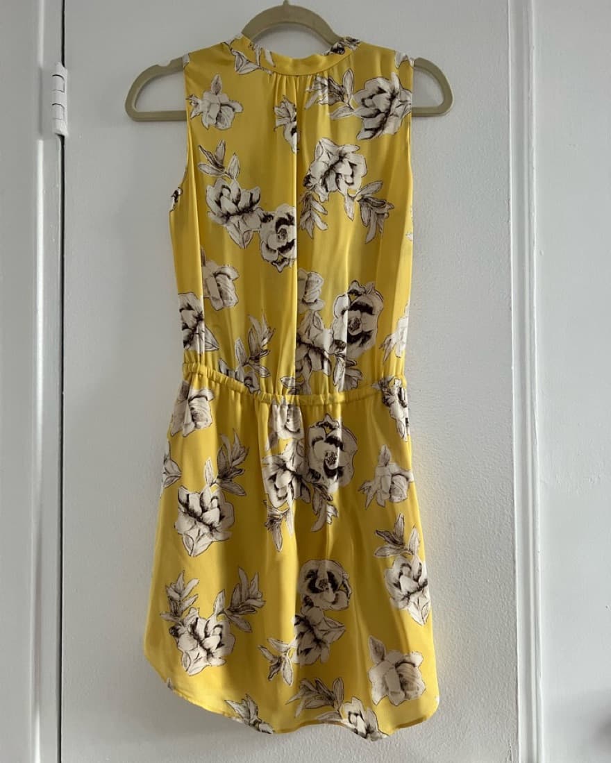 Aritzia Yellow Floral Silk Dress - Image 3