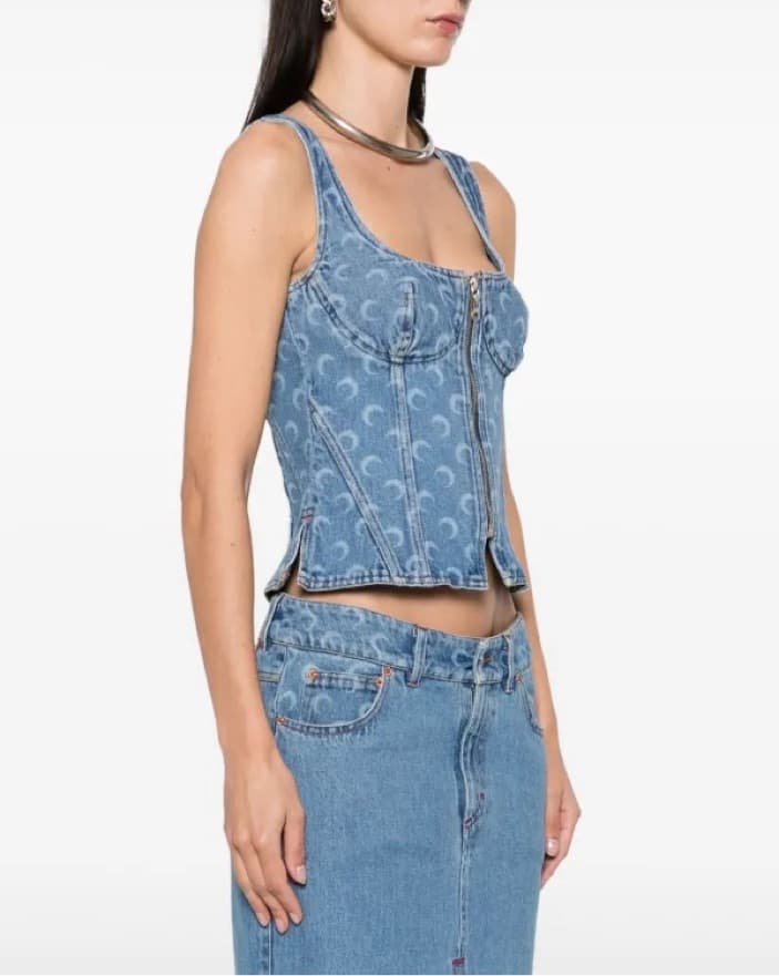 Marine Serre Denim Moon Top - Image 6