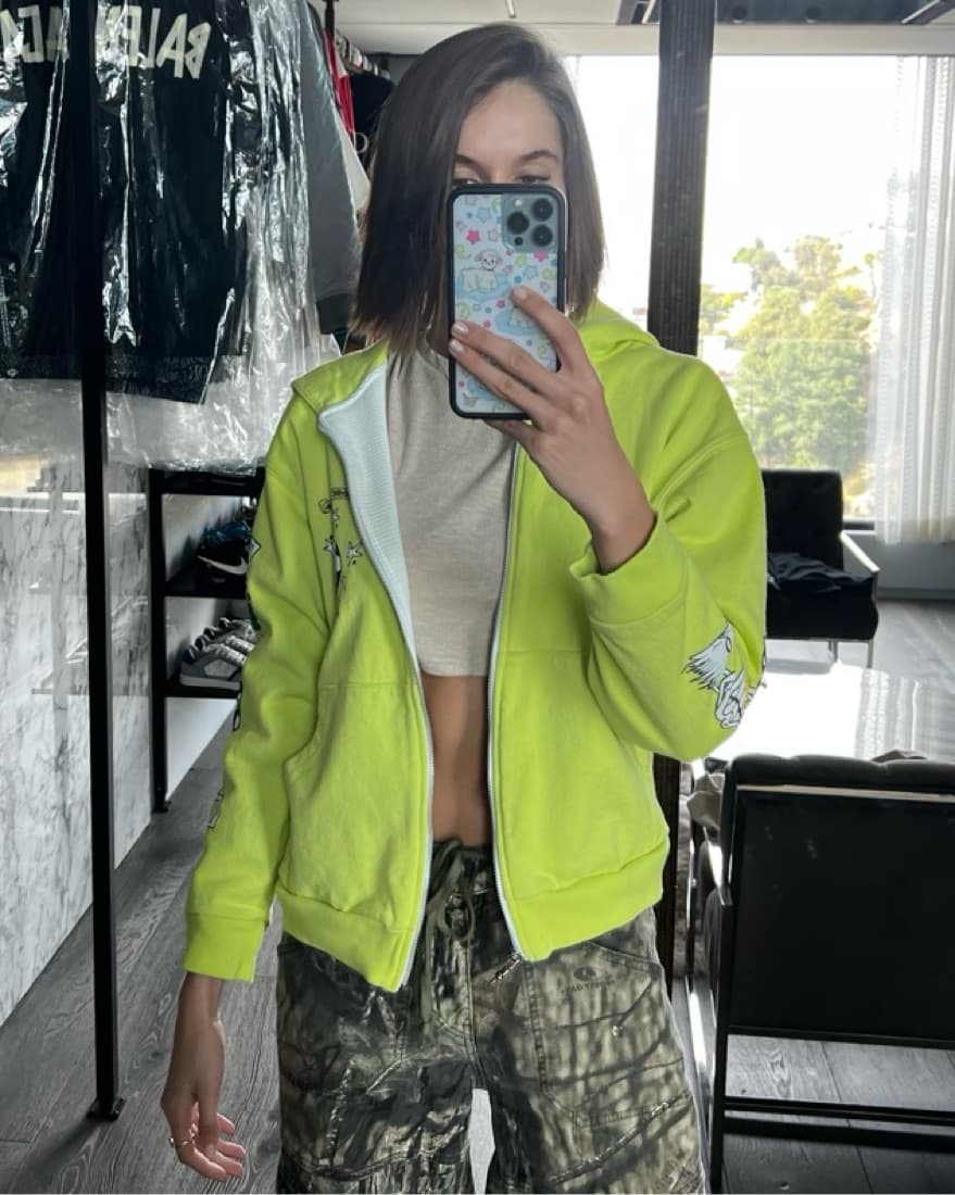 Neon Chrome Hearts Graphic Zip-Up - Image 6