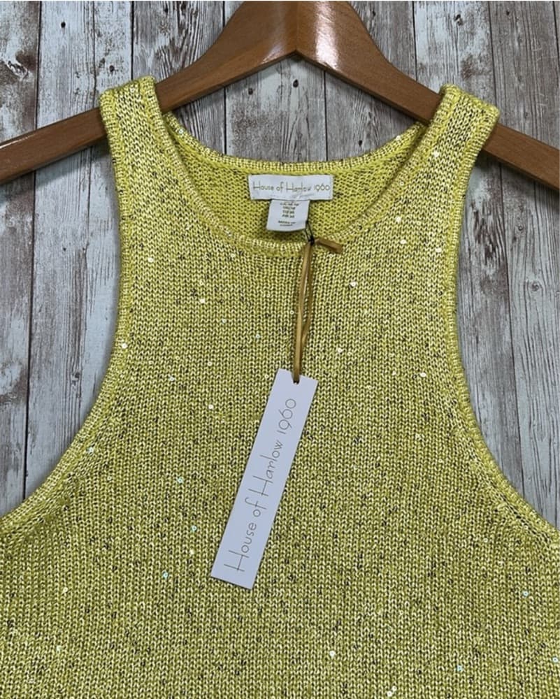 House Of Harlow Yellow Sequins Knit Dres - Image 3