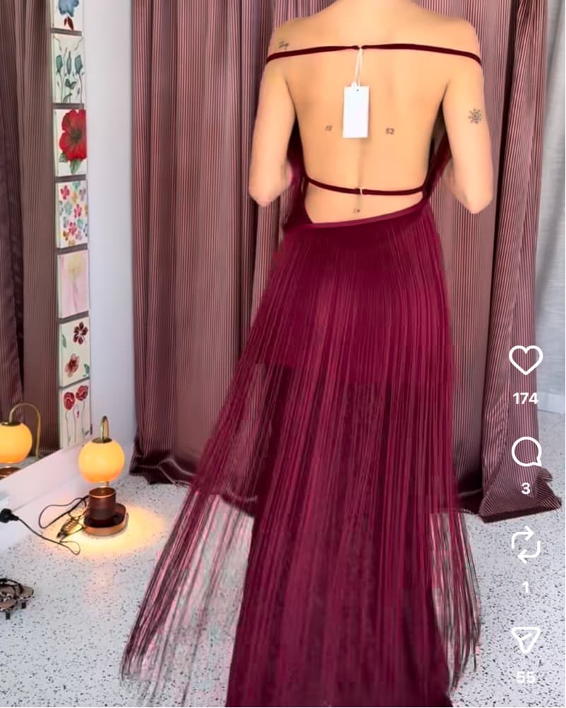 Deconduarte Petunia Dress In Wine Fringe - Image 6