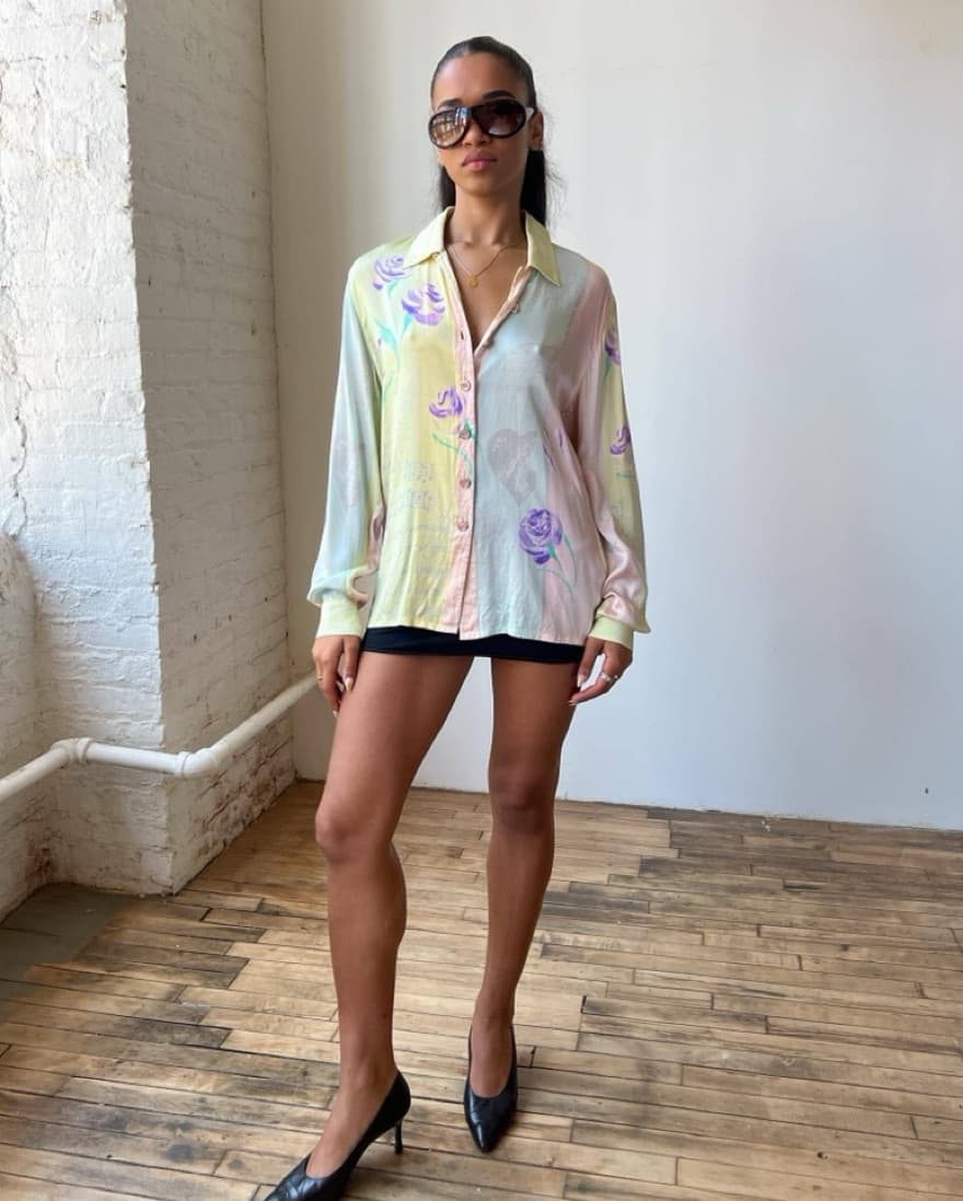 Vintage Escada Floral Silk Blouse - Image 4