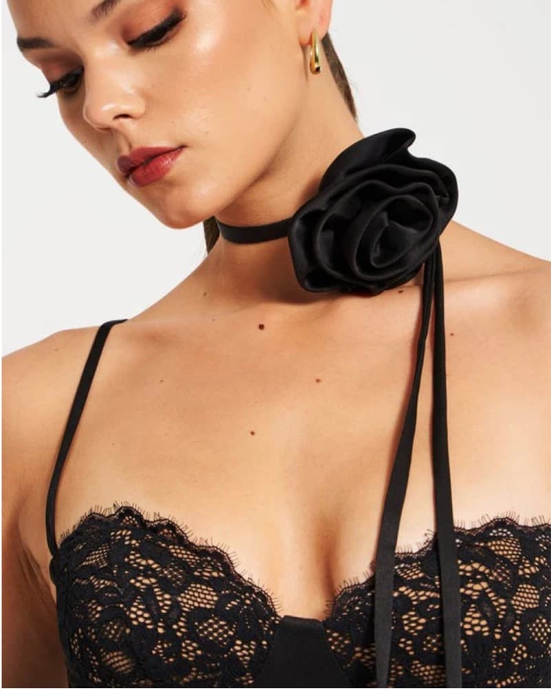 Zaira Black Lace Satin Corset Dress  - Image 2