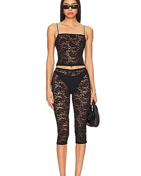 Sexy Lace Crop Top and Capri Set - Image 1