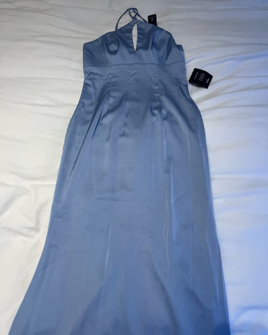 Lulus Floor Length Lavender Satin Dress  - Image 4