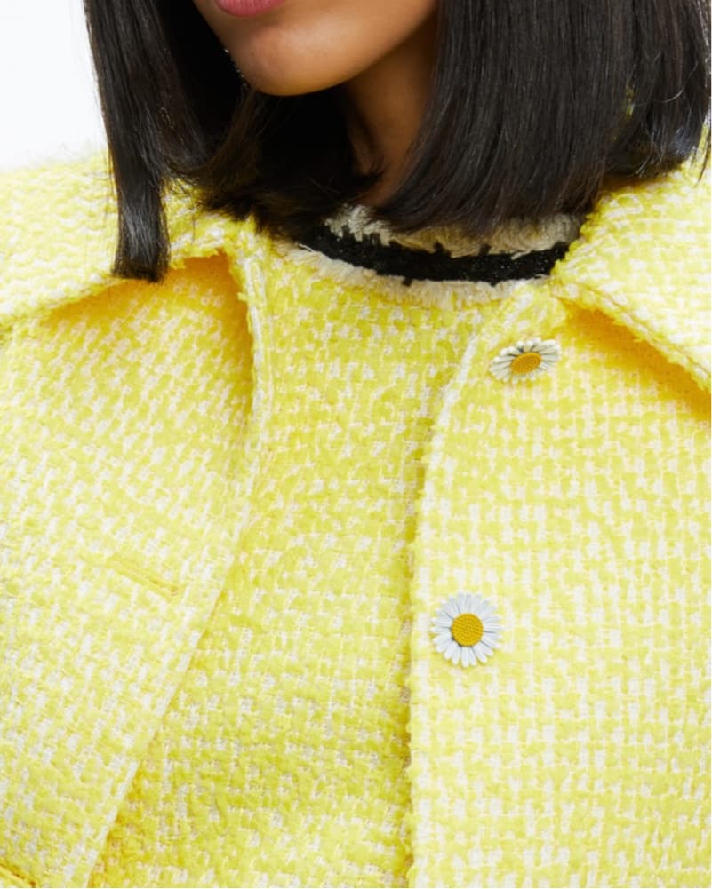 Alice + Olivia Yellow Tweed Crop Jacket - Image 3