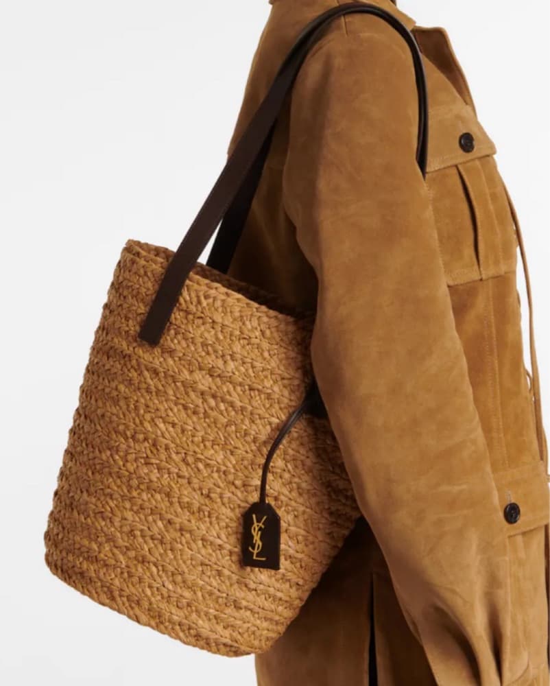 Saint Laurent Raffia Panier Logo Tote - Image 6