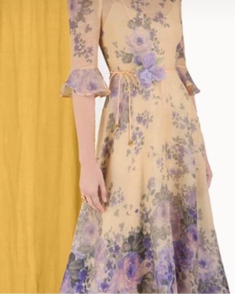 Blue Floral Flare Sleeve Zimmerman Dress - Image 2