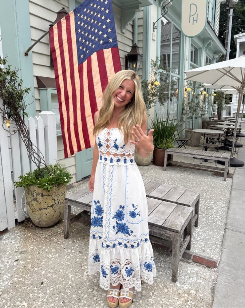 Farm Rio Scalliped White Midi Dress - Image 1