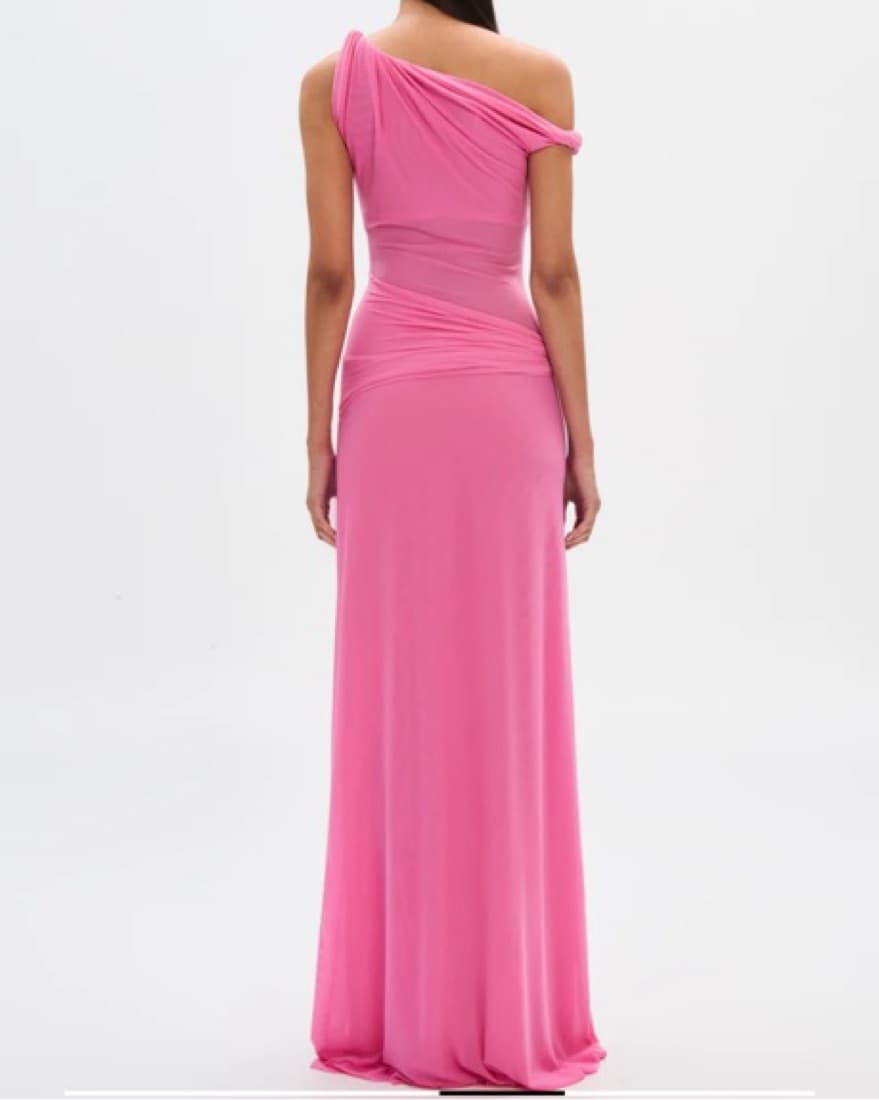 Misha One-Shoulder Pink Maxi Dress - Image 5