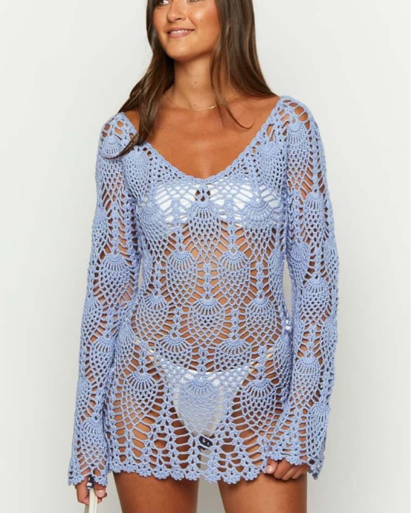 Kippa Blue Crochet Love Sleeve Coverup - Image 3