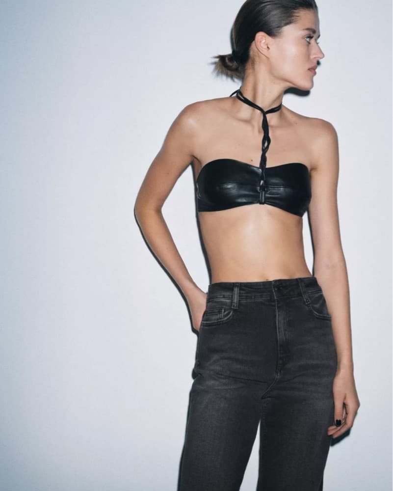 Sleek Leather Bandeau Top - Image 1