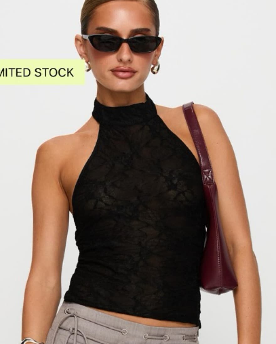 Black lace halter top  - Image 1