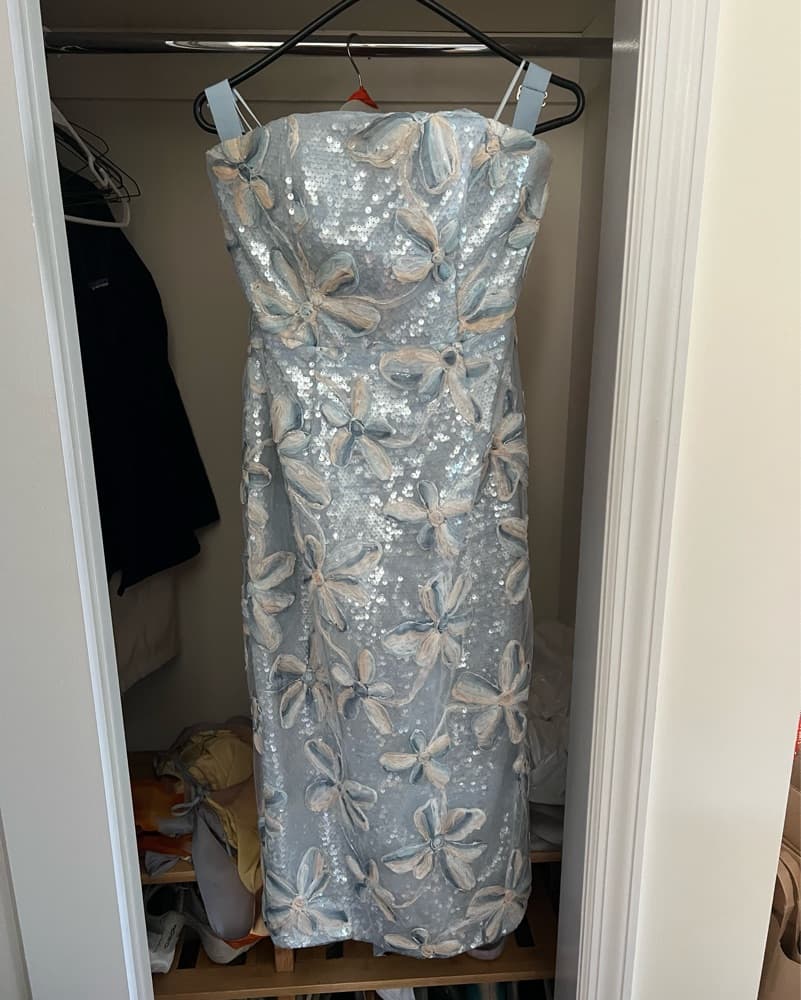 MILLY Floral Sequin Midi Dress - Image 4