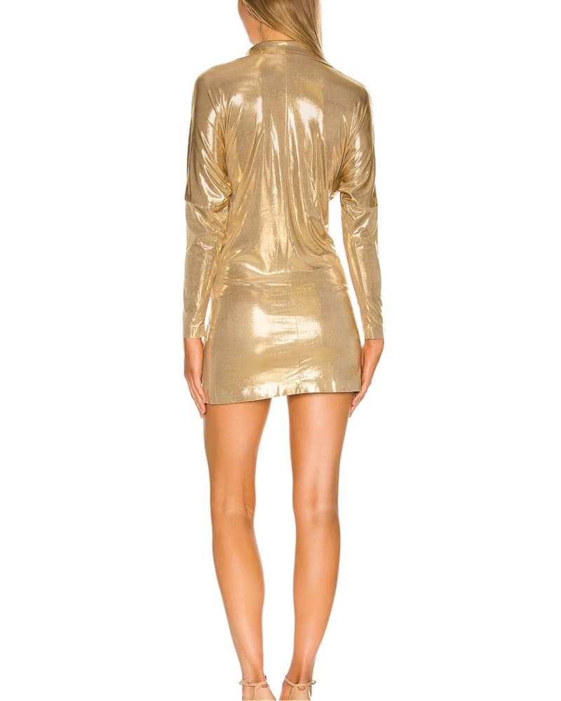 Shimmering Gold Metallic Minidress - Image 2