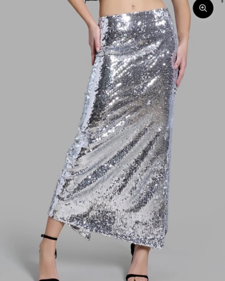 Zaffori Silver Sequin Maxi Skirt - Image 5