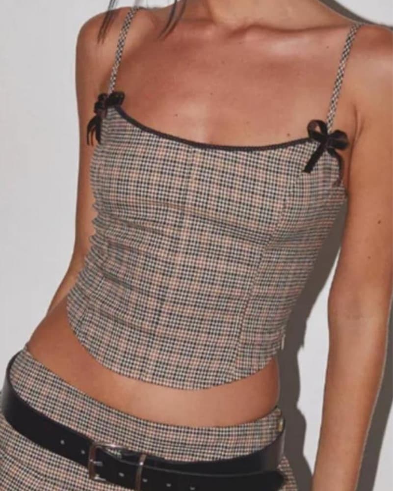 Plaid Corset Top - Image 1