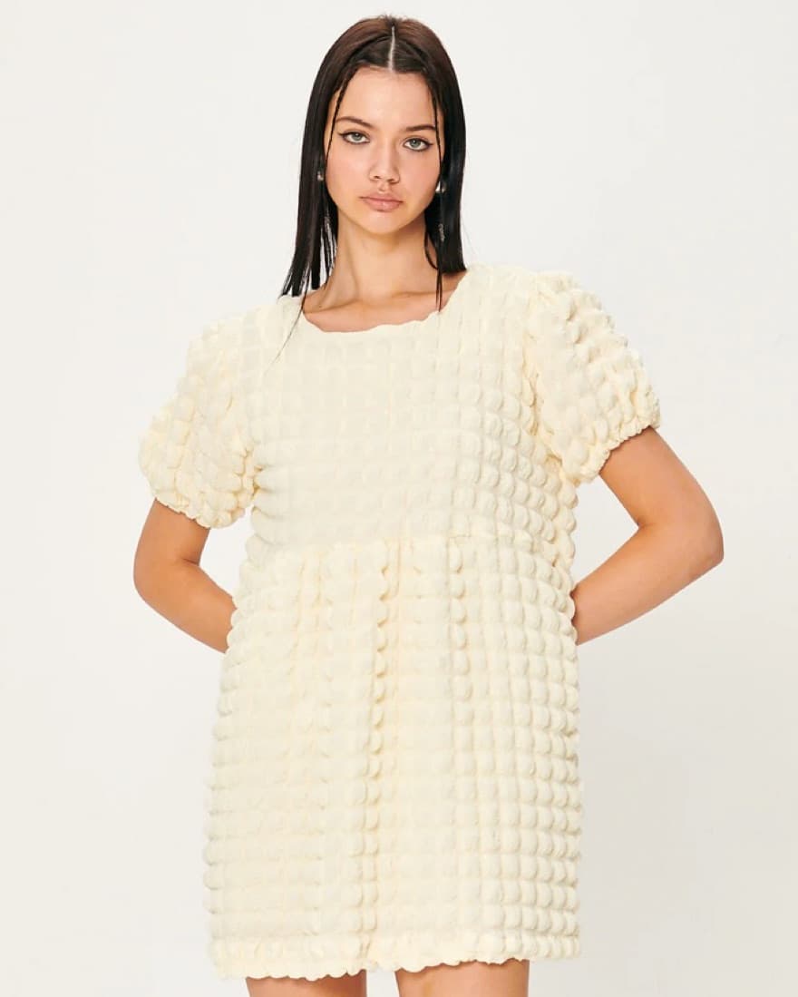 Cream Bubble Babydoll Dress - Image 3