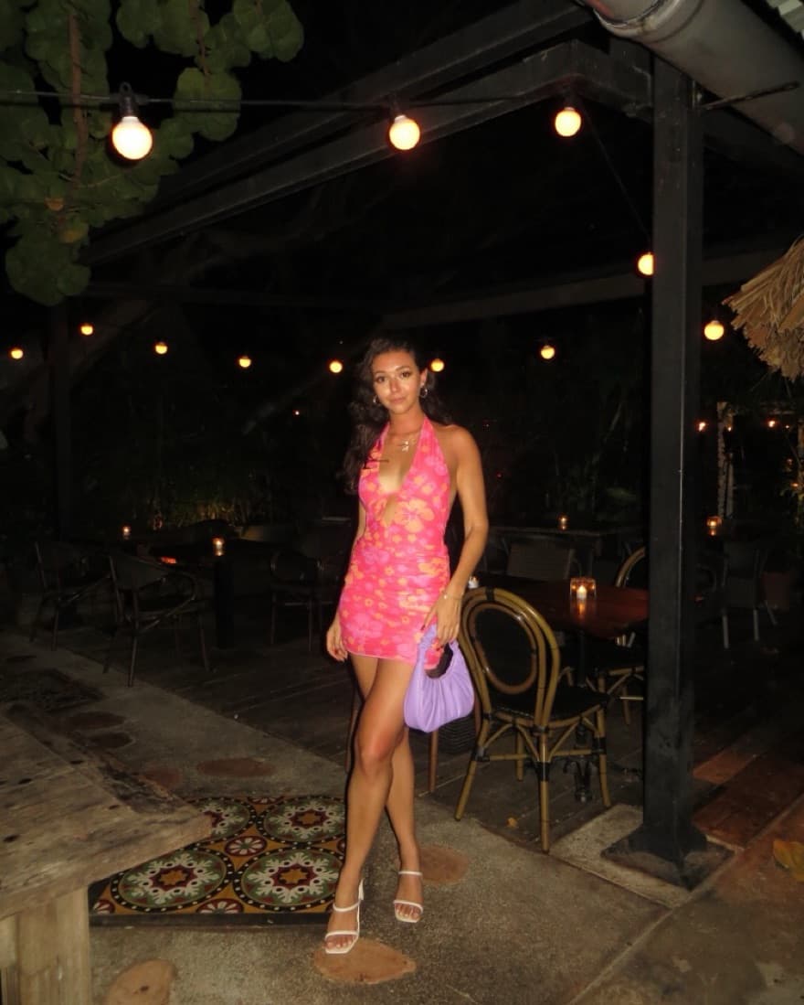 Pink Floral Halfer Mini Dress - Image 1