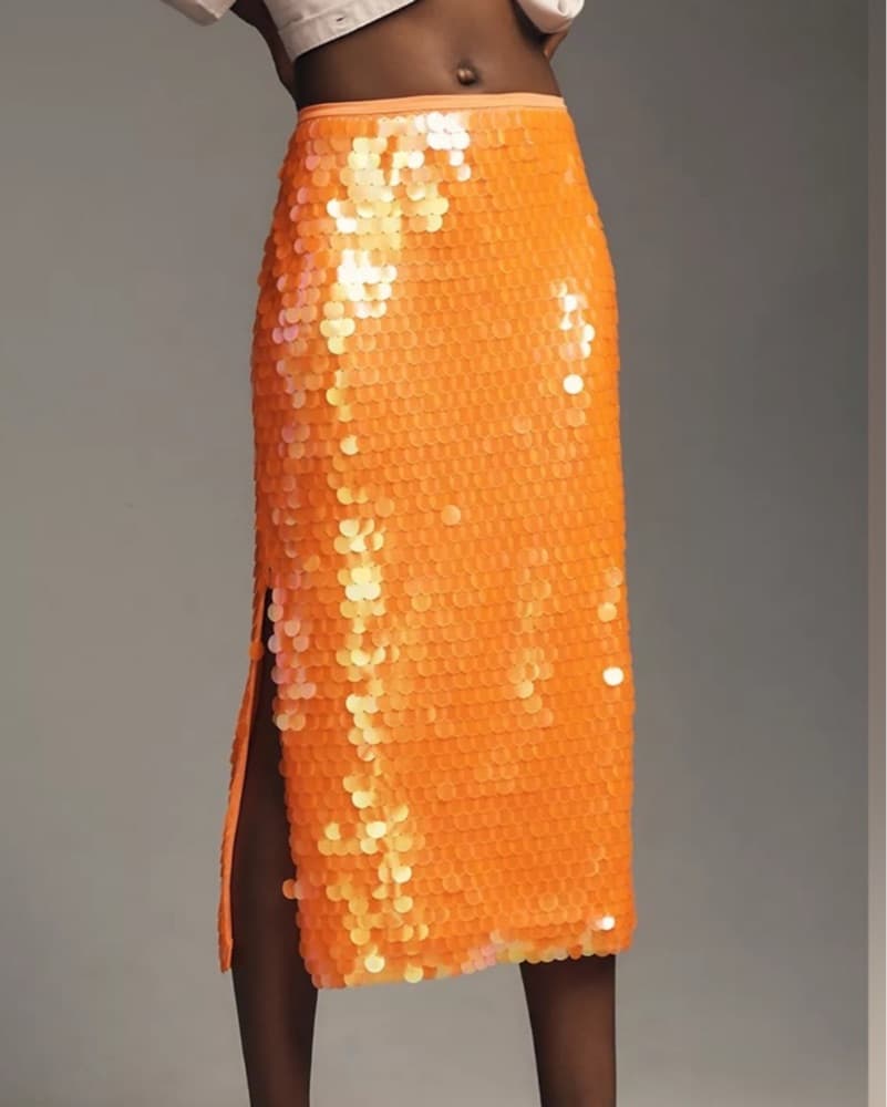 Anthro Neon Paillette Sequin Midi Skirt - Image 1