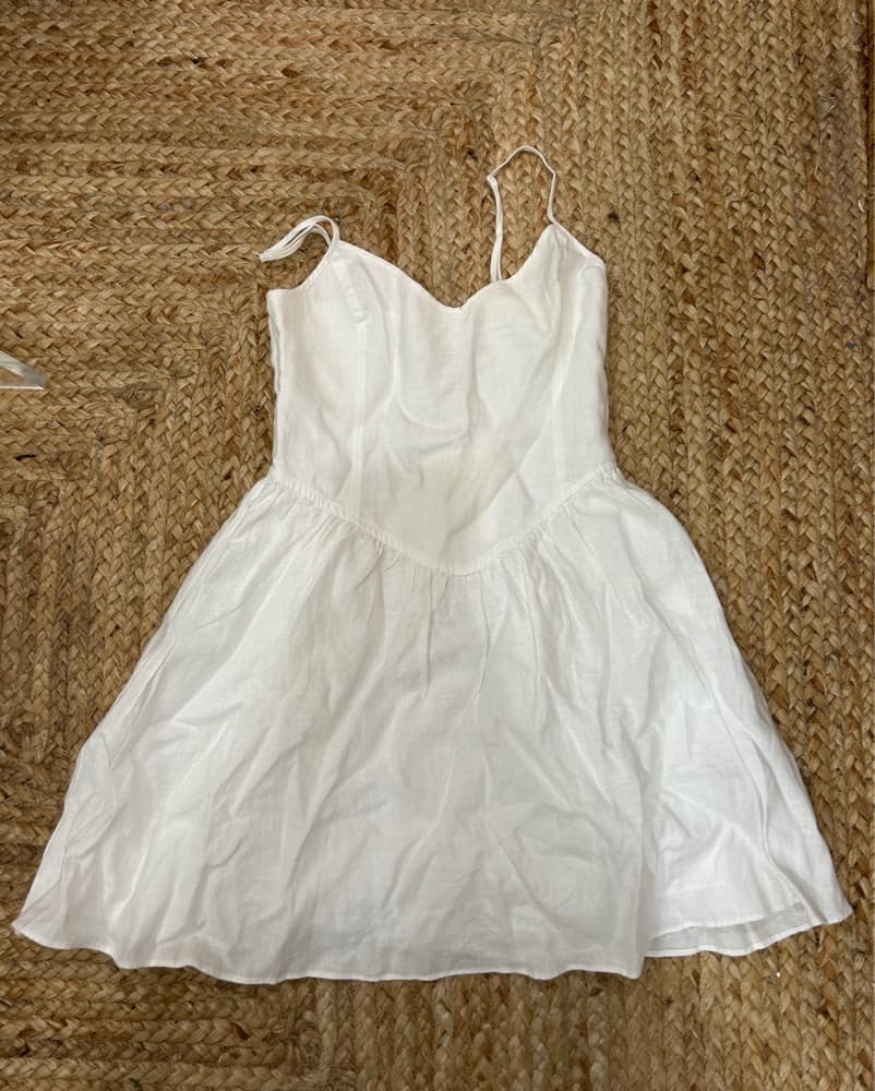 Aritzia Wilfred White Linen Mini Dress - Image 4