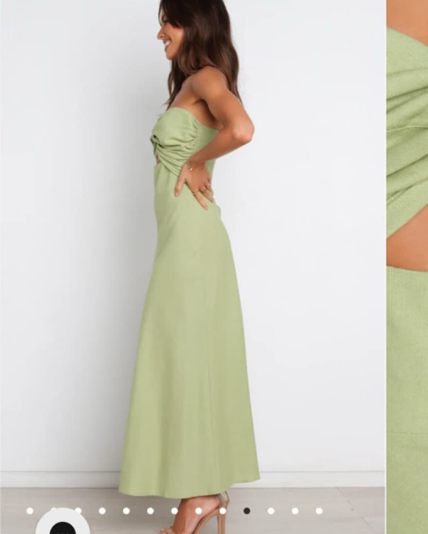 Strapless Green Wedding Guest Dress - Image 4