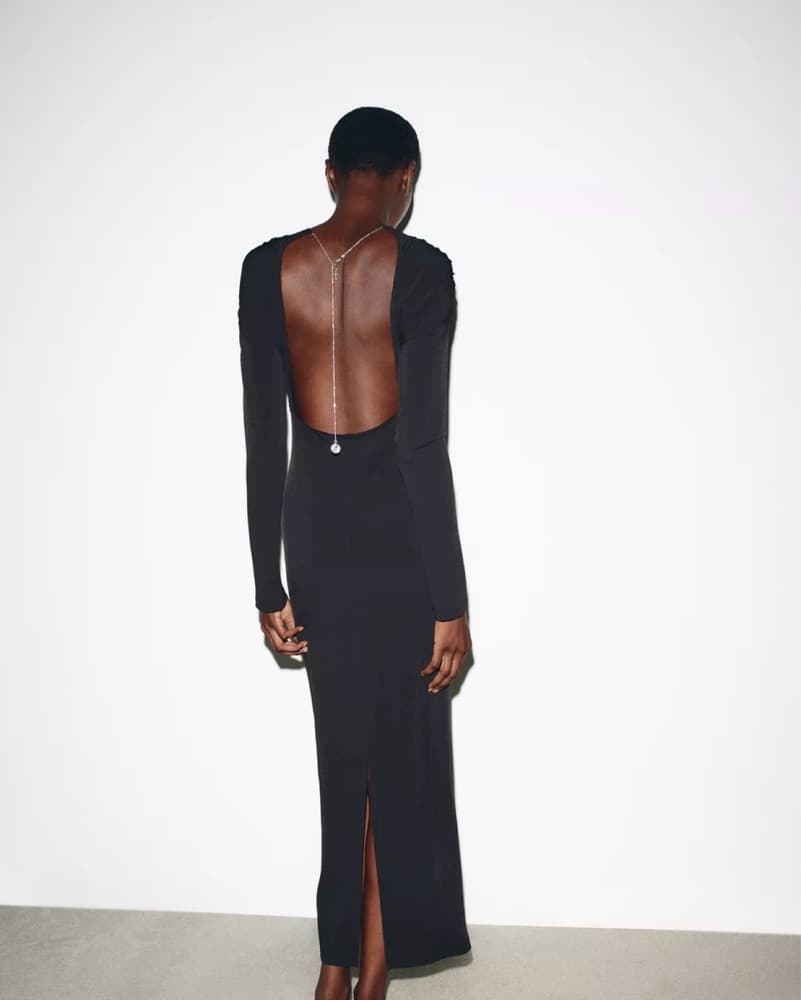 Draped Midi Dress With Jewel Back Detail - Image 2