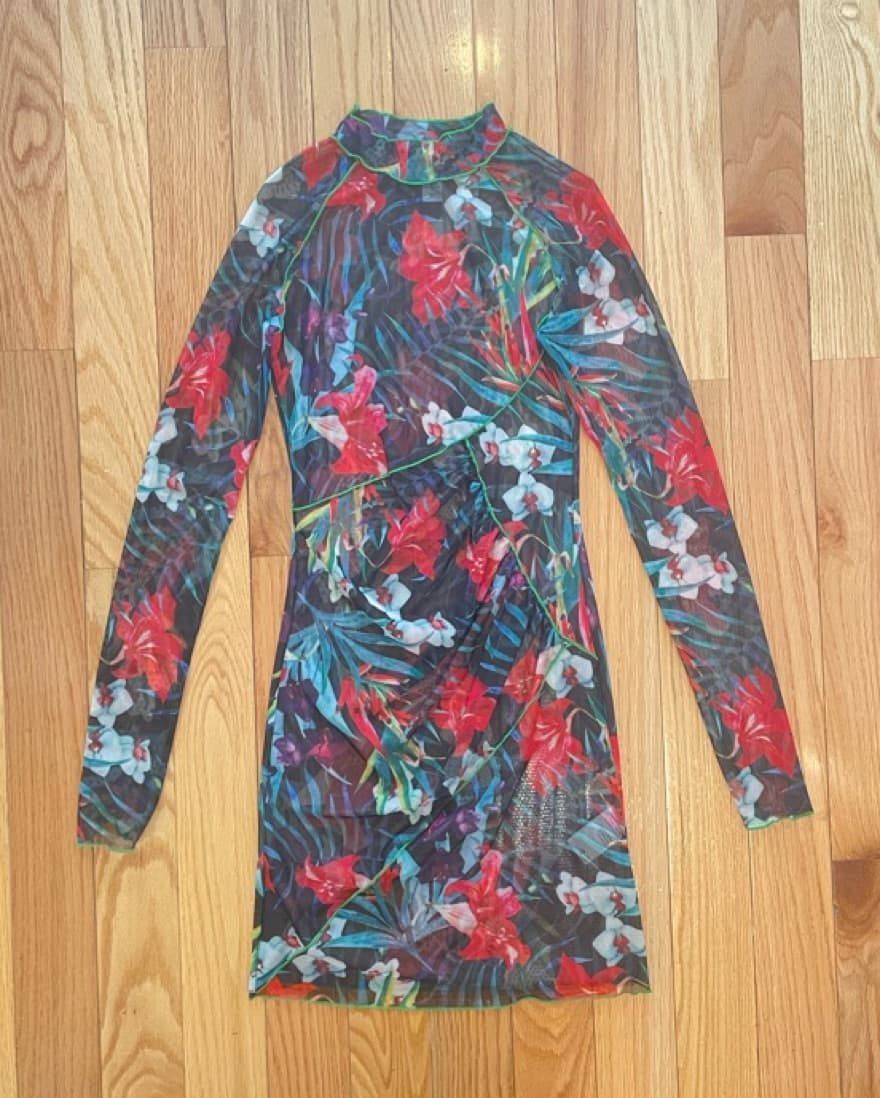 KIM SHUI Floral Mesh Mini Dress - Image 5