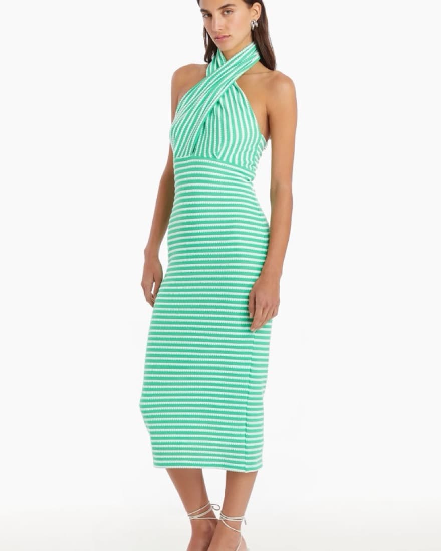 Striped Halter Midi Dress - Image 3
