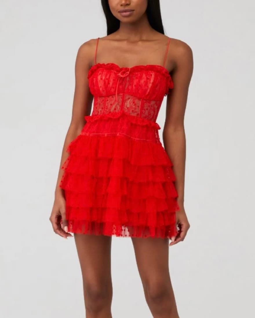 For Love And Lemons Jules Mini Dress Red - Image 1