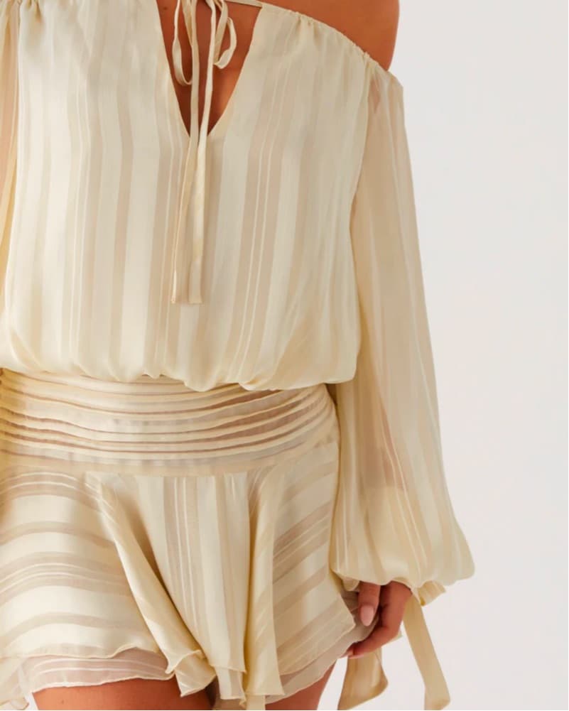 Elegant Cream Off-the-Shoulder Ruffle Romper - Image 2