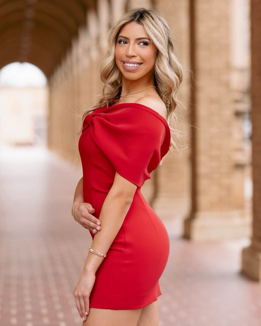 Meshki Red Off Shoulder Bow Mini Dress  - Image 3