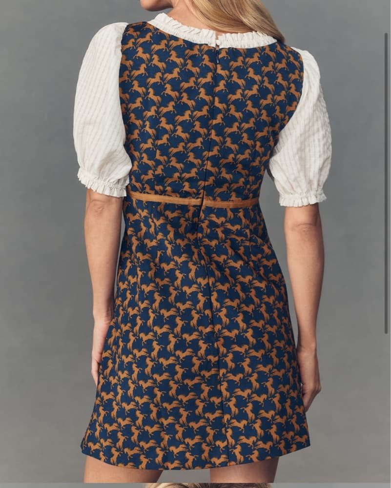 Charming Puff-Sleeve Horse Dress - Image 2