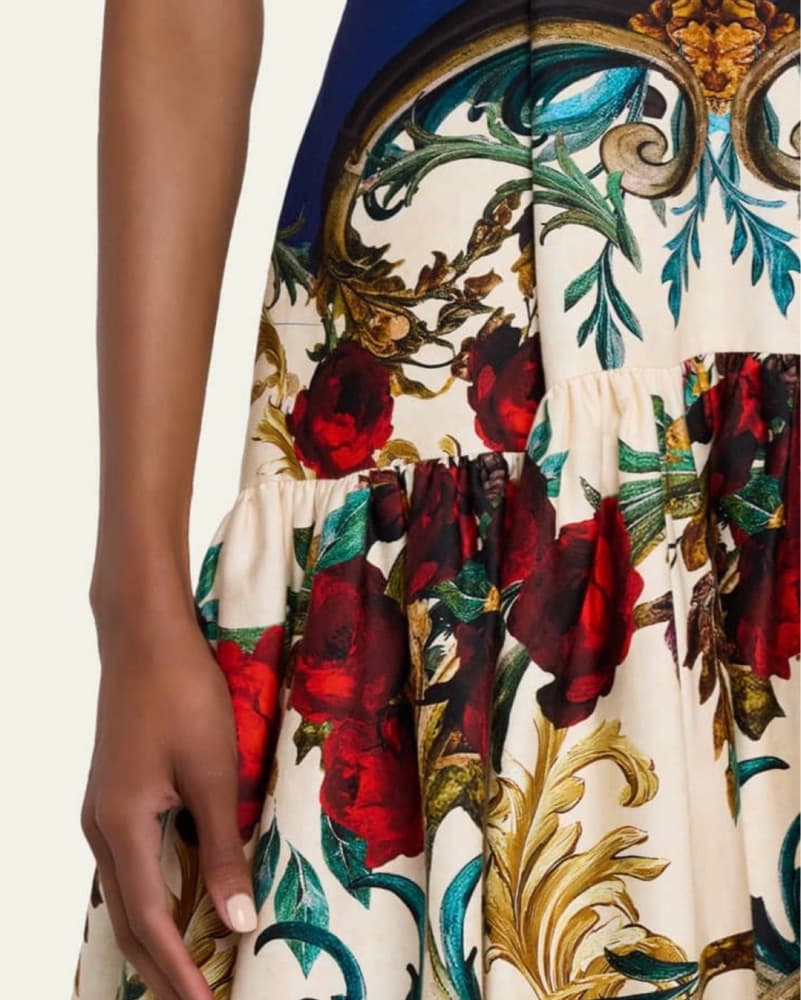 Vibrant Floral Midi Dress with Alluring Cutouts - Image 2