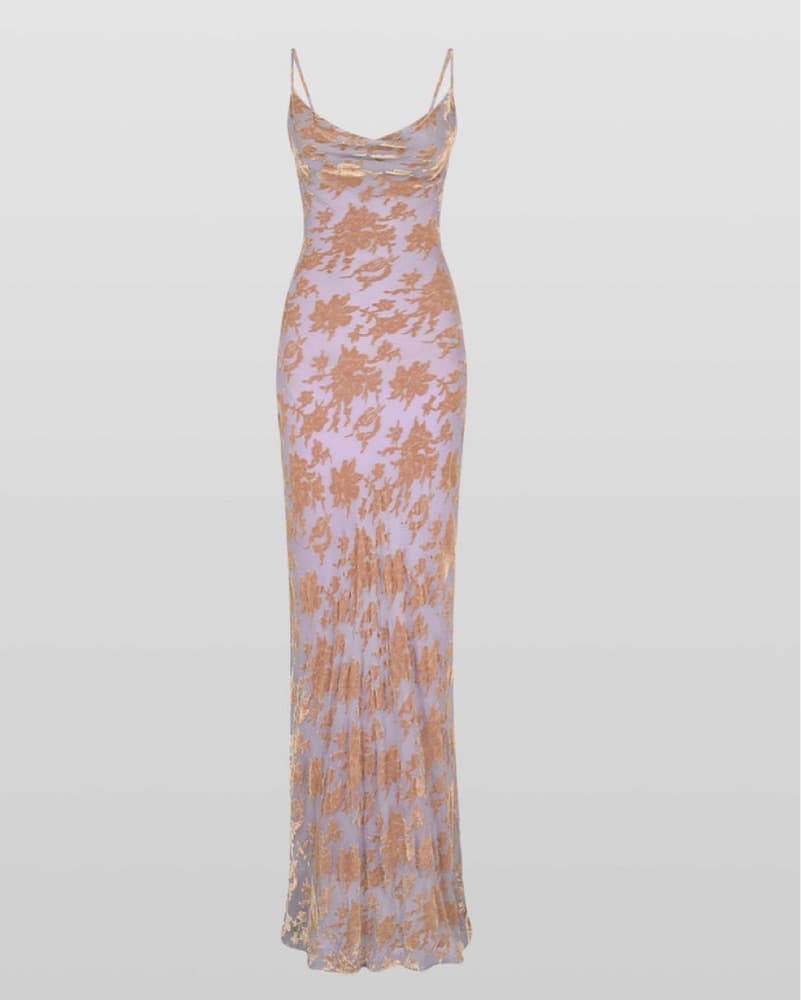 Stunning Floral Velvet Maxi Dress - Image 1