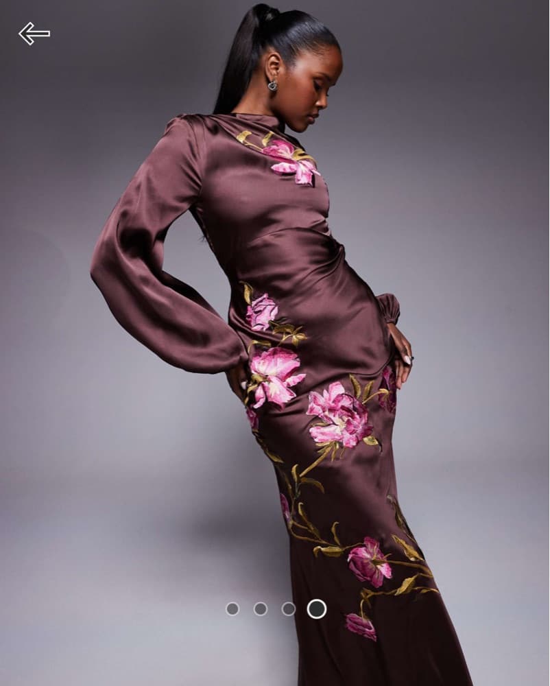 Cowl Neck Floral Ebroidered Maxi Dress - Image 4